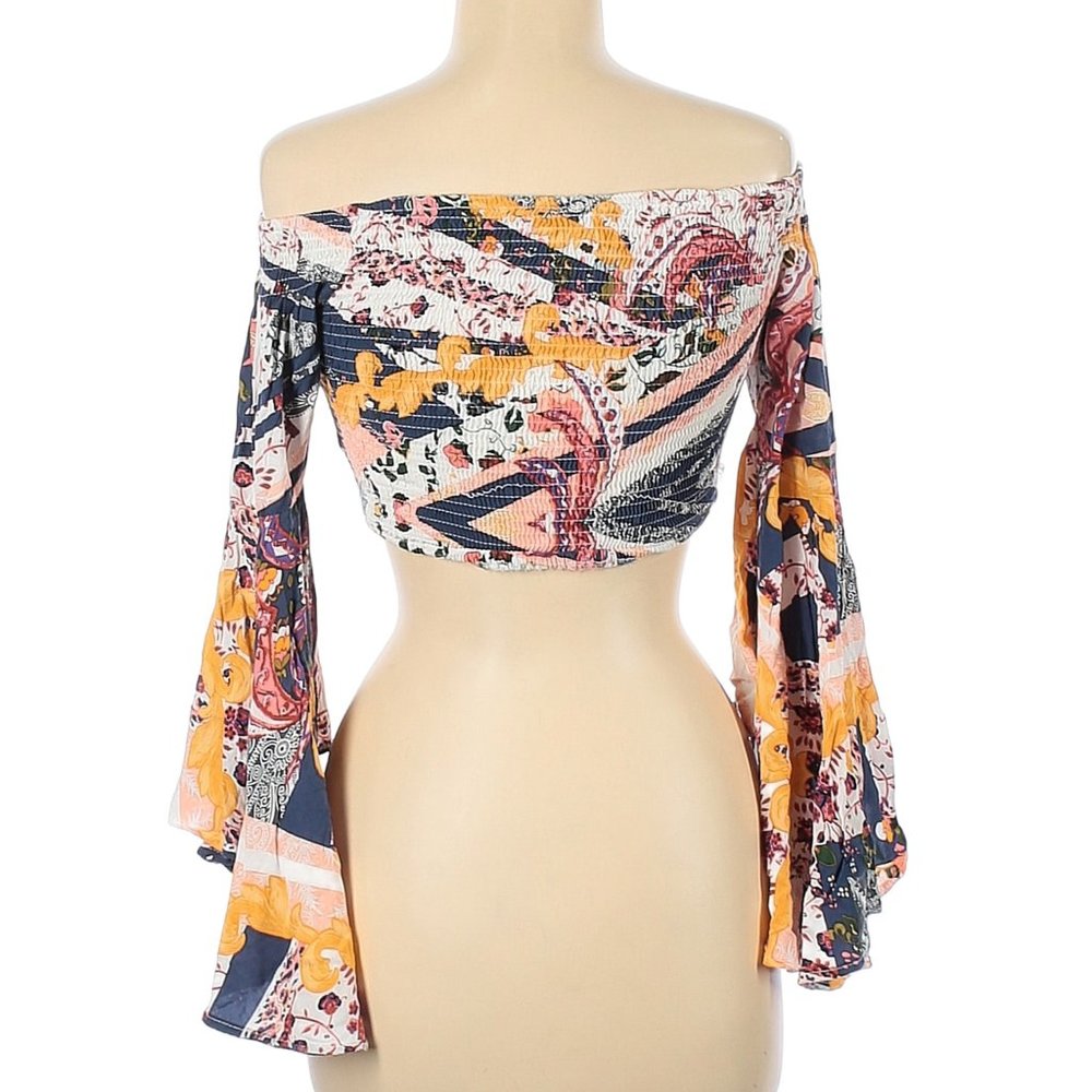 Jaase Smocked Bell Sleeve Crop Top